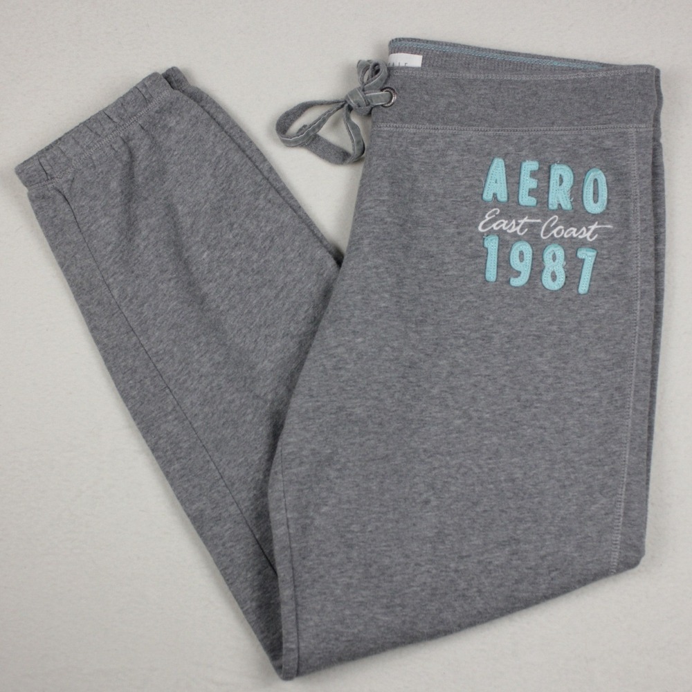 Aeropostale Gray Embroidered Sweatpants Y2K Cozy Lounge Pants